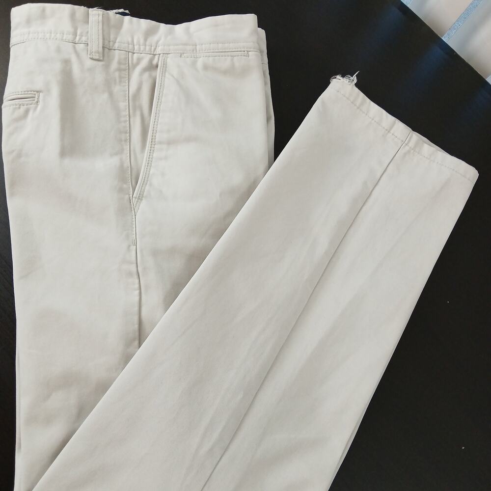 Next Signature Straight Fit Chino Trousers Mens size 34R stone button fly cotton